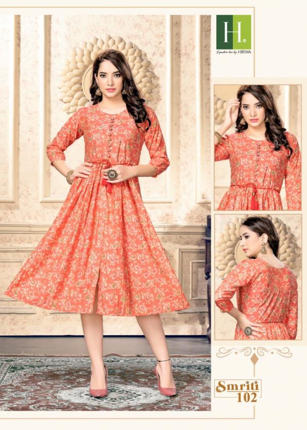 Hirwa Smriti Heavy Muslin Print Ghera Kurti Collection 